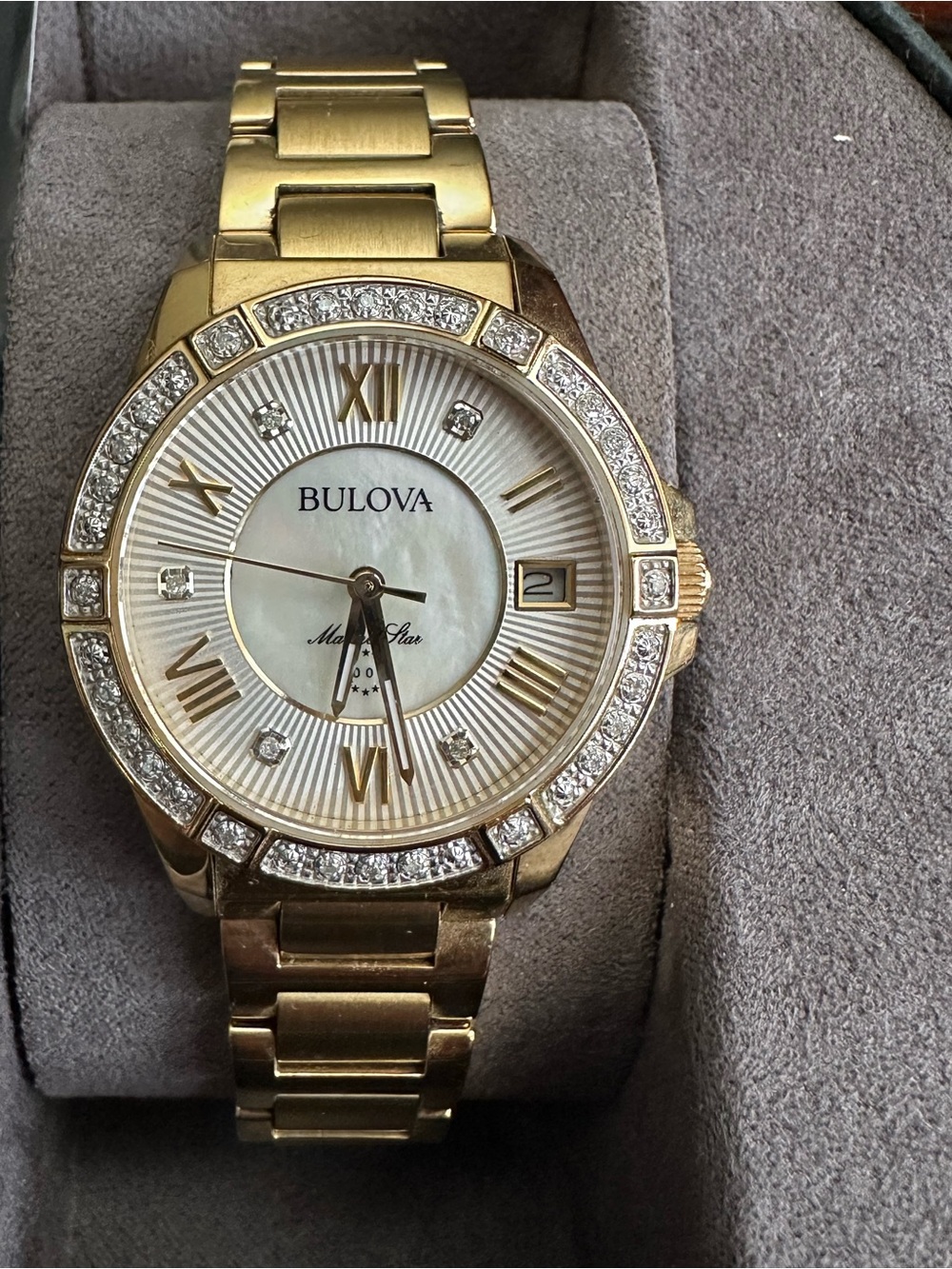 Bulova Gold Tone Crystal-Accent Women's Bracelet Watch